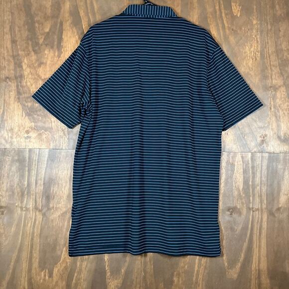 Peter Millar Men Shirt Black Blue Stripe Summer Crown Comfort Polo Stretch Large - Picture 10 of 12